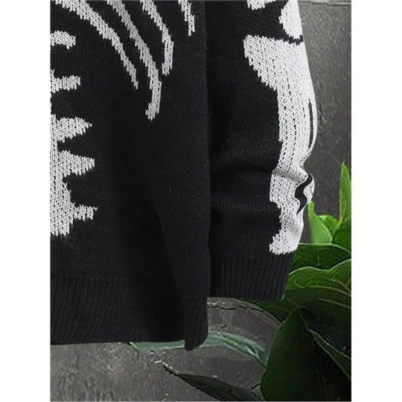 Halloween Cardigan Sweater Black Skeleton Skull Outwear Jacket Coat Unisex - Picture 3 of 6